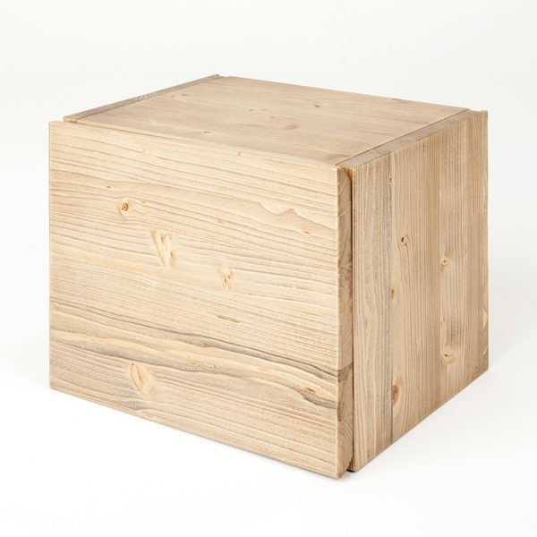 Cubo contenitore in legno per colonna bagno