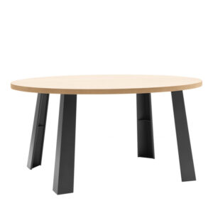 Tavolo ovale in stile industriale in legno e metallo