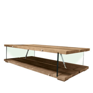 Tavolino stile industriale legno e vetro
